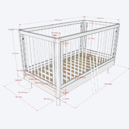 Solid Oak Premium Baby & Toddler Adjustable Cot Bed 70x140cm - Forrest - thumbnail 3