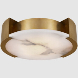 Visual Comfort Melange Brass Alabaster Large Flush Mount Ceiling Light - thumbnail 2