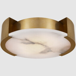 Visual Comfort Melange Brass Alabaster Large Flush Mount Ceiling Light - thumbnail 1