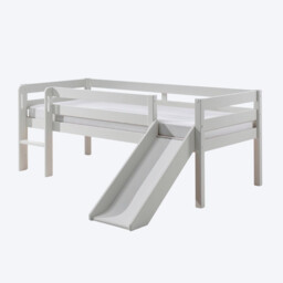 White Wood Mid Sleeper Bed With Slide 90x200cm Scandi Pino - thumbnail 2