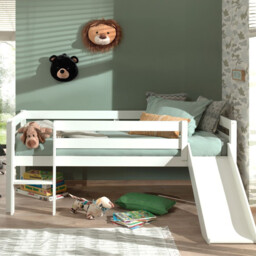 White Wood Mid Sleeper Bed With Slide 90x200cm Scandi Pino - thumbnail 4