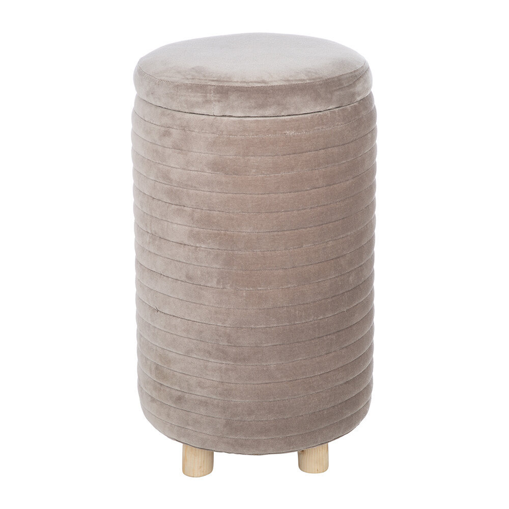 Retreat - Velour Quilted Storage Pouf - Light Grey