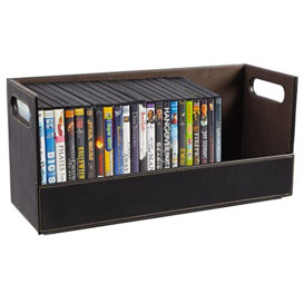 Stock Your Home Stackable DVD Storage Organizer & Movie Media Home Storage Box for DVD/BluRay/Video Game Shelf Storage & Organization - Holds 28 DVDs- Chocolate