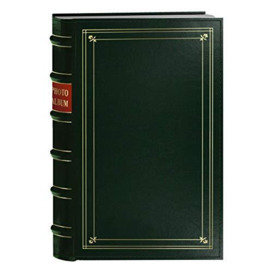 Pioneer Photo 204-Pocket Ring Bound Photo Album for 4 by 6-Inch Prints, Hunter Green Bonded Leather with Gold Accents Cover