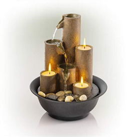 Alpine Corporation 28 cm Tall Indoor Tiered Column Tabletop Fountain with 3 Candles