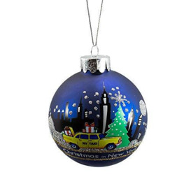 Kurt Adler New York Glass Ball Ornament, 80mm,Christmas
