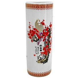 Red Lantern ORIENTAL FURNITURE 24 Inch Cherry Blossom Porcelain Umbrella Stand