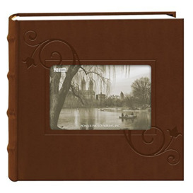 "Pioneer Embossed Floral Frame Leatherette Cover Photo Album, Brown (4""x6"")"