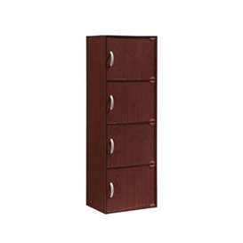 Hodedah Import Bookcase, Slim and versatile design, Multipurpose Unit, and Organized Living, 40.64 x 30.48 x 120.14 cm Dimension 16.78 Kilograms, Wood, Mahogany