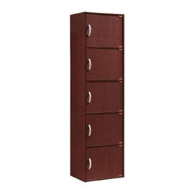 Hodedah Bookcase, Engineered Wood, Foldable and Space-Saving & Stylish Storage Solution, ‎40.64 x 30.48 x 149.86 cm Dimension 21.32 Kilograms, Mahogany