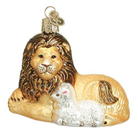 Old World Christmas Spiritual Gifts Glass Blown Ornaments for Christmas Tree Lion Lamb
