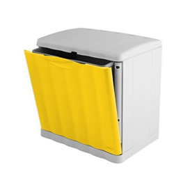 Stefanplast Ecospace Rectangular Storage Box, Plastic, 20 Litres, Yellow/Grey