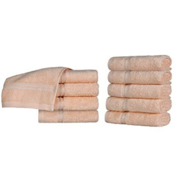 Superior Face Towel Set, Egyptian Cotton, Peach, 10-Piece
