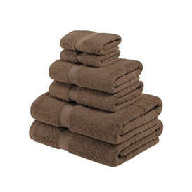 Superior 900 Gram Long-Staple Combed Cotton 6-Piece Towel Set, Chocolate