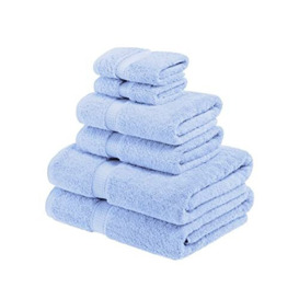 Superior, Cotton, Light Blue, 6 Piece Towel Set
