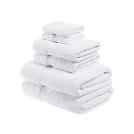 Superior 900 Gram 100% Premium Long-Staple Combed Cotton 6-Piece Towel Set, White