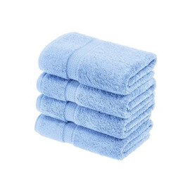 "SUPERIOR Solid Egyptian Cotton Hand Towel Set, 20"" x 30"", Light Blue, 4-Pieces"