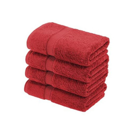 "SUPERIOR Solid Egyptian Cotton Hand Towel Set, 20"" x 30"", Red, 4-Pieces"