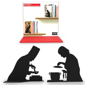 Unique Metal Decorative Bookends - Whimsical Hidden Book Ends for a Cool Book Holder Display - Cute Home Decor and Modern Gift Idea for Shelves Desk or Table (Cooking)
