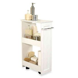 Zenna Home Slim Bath Shelves, Freestanding Moveable Bathroom Storage,White,8 inch