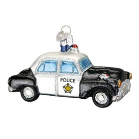 Old World Christmas Ornaments: Police Officer Gifts Glass Blown Ornaments for Christmas Tree, Police Car
