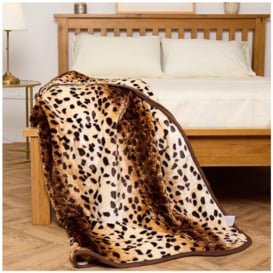 Luxury Fleece Throw Blankets, Animal Skin Throws For Sofas or Couch, Snuggly & Cozy Bed Blanket, Natural, 150X200 Cm