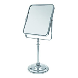 Blue Canyon - Free Standing Square Mirror - Chrome Finish - Rotating - Perfect for Shaving and Applying Makeup - 2x Magnification on One Side - Double Sided Mirror - BA202H