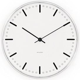 Arne Jacobsen Wall Clock, Aluminium Mineral glass, White, 21 cm