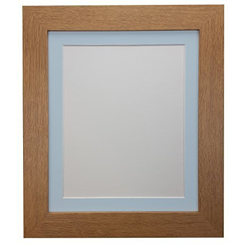 "FRAMES BY POST ""London Oak Picture Photo Poster Frame with 30 x 24-Inch Blue Mount for Plastic Glass Picture Size 24 x 16-Inch, Oak with Blue Mount, 39 x 15 mm"