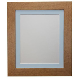 FRAMES BY POST London Picture Photo Poster Frame (39mm Wide x 15mm deep) 60 x 80cm for Pic Size 50 x 70cm (Plastic Glass), Wood, Oak with Blue Mount, 80 x 60 x 1.5 cm