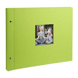 Goldbuch Photo Album Trend, Bella Vista, 39 x 31 cm, 40 Black Pages with Glassine Dividers, Extensible, Linen, Green, 28976