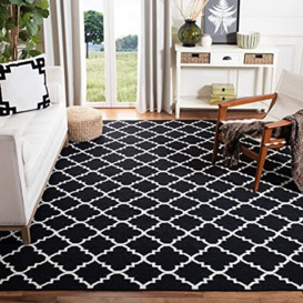 SAFAVIEH Contemporary Rug for Living Room, Dining Room, Bedroom - Dhurrie Collection, Short Pile, in Black and Ivory, 152 X 244 cm