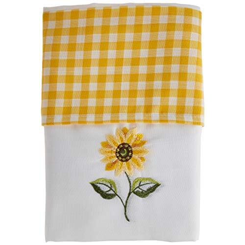 Sunflower Pencil Pleat Headed Kitchen Curtains and Tiebacks, Yellow/White, 46 x 48-Inch