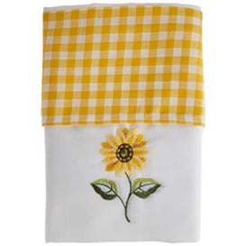 Sunflower Pencil Pleat Headed Kitchen Curtains and Tiebacks, Yellow/White, 46 x 48-Inch