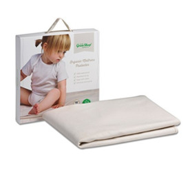 The Little Green Sheep Organic Waterproof Cot Mattress Protector, Soft & Absorbent Mattress Topper, Oval 70x120cm (to fit Stokke Sleepi Cot only)