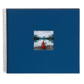 goldbuch Bella Vista Spiral Linen Memory Cut-Out Cover 40 Pages Book for Gluing Photo Album, Paper, Blue (Black Sides), 35x30 cm