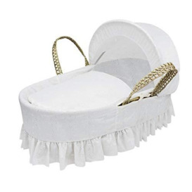 Kinder Valley Moses Basket, White Broderie Anglaise, 1 Count (Pack of 1)