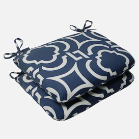 Pillow Perfect Outdoor Carmody Rounded Seat Cushion, Navy, Set of 2