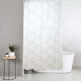 Blue Canyon Petal Patterned Shower Curtains - 100% Polyester Shower Curtain - Anti-Bacterial Surface Treatment - Water Repellent- Weighted Hem - 180 X 180cm - 12 Reinforced Eyelets with Hooks (Silver)