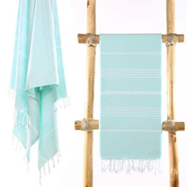 "Cacala Turkish beach towel quick dry and lightweight Best for bath, gym, yoga, swimming and camping,Aquamarine,37"" x 70"""