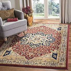 Safavieh Traditional Rug for Living Room, Dining Room, Bedroom - Austin Collection, Short Pile, in Red and Creme, 160 X 229 cm