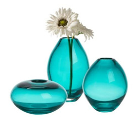 Torre & Tagus Bud Vase Set for Home Office Tabletop Centerpiece, Turquoise, Assorted