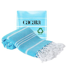 Cacala Pure Series Turkish Hand Towels, Turquoise, PES-PESKIR-TURQUOISE,59 x 92 x 0.5 cm