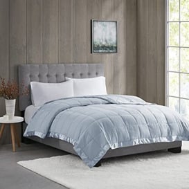 Madison Park All Season Lightweight and Soft Cover for Bed, Microfiber, Satin Trim, Blue, king