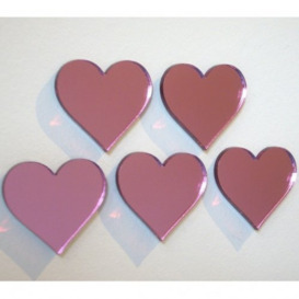 Super Cool Creations Pack of 10 x Pink Heart Mirror â€“ 2cm