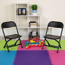 Flash Furniture 10 Pack Kids Plastic Folding Chair, Metal, Black, Set of 10