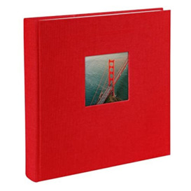 Goldbuch photo album with cut-out, Bella Vista, 25 x 25 cm, 60 white pages with glassine dividers, linen, red, 24890