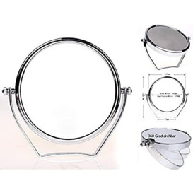HIMRY Designed Cosmetic Mirror BZW Hand Mirror 5x Magnification, 14.7 cm Diameter, Double-Sided Standing Mirror, Travel Mirror, 6 Inches, Chrome-Plated, KXD3102-5x