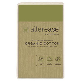 Aller-Ease Organic Cotton Pillow Protectors, Standard/Queen, Beige/Cream White