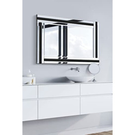 Fiona Glass Framed Rectangle Bevelled Wall Mirror, Black, 90 x 60 cm